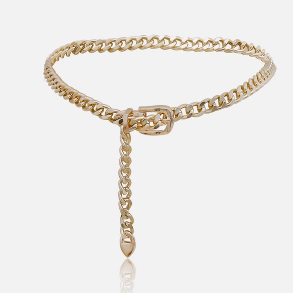 Women Metal Belt Cuban Link Chain Jeans Dress Waist Chain Punk Body - Picture 4 of 10